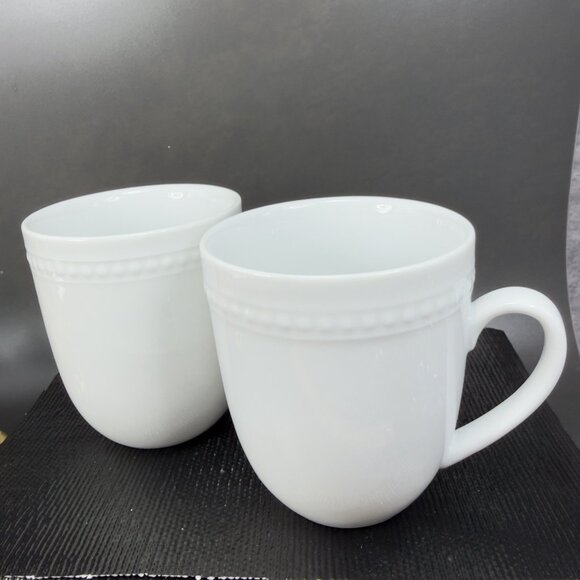 Fitz And Floyd Everyday White Ceramic Coffee Mug Cup Set 2 Mugs Cups Stoneware - Picture 12 of 12